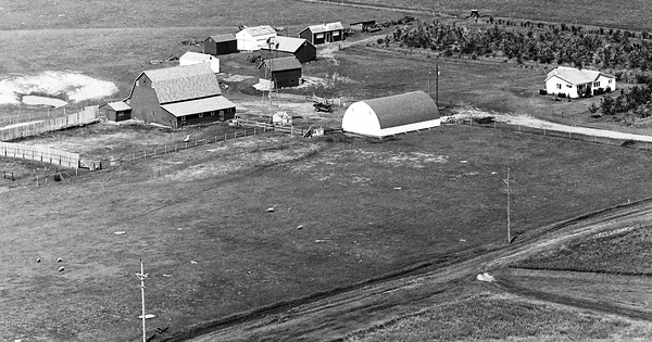 Vintage Aerial photo from 1970 in Roberts County, SD